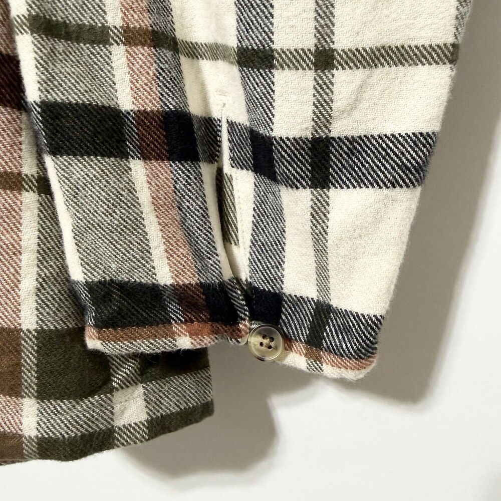 Madewell Bromley Green Plaid Flannel Shirt Womens L Button Front Long Sleeve - Picture 3 of 10